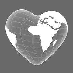 Image showing 3d earth to heart symbol