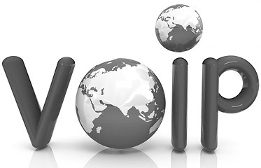 Image showing Word VoIP with 3D globe