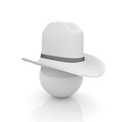 Image showing 3d white hat on white ball. Sapport icon