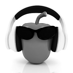 Image showing Bell peppers with sun glass and headphones front 