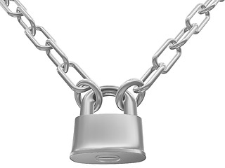 Image showing chains and padlock isolation on white background
