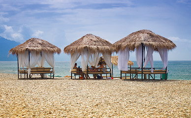 Image showing beach gazebos