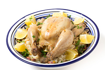 Image showing Chicken pilaf serving bowl