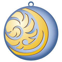 Image showing Decorating for Christmas trees. Blue ball with pattern