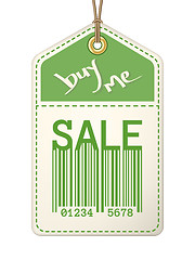 Image showing Vintage sale tag with stitches.