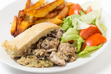 Image showing Chicken mushroom pudding meal