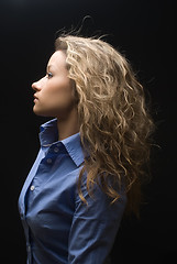 Image showing Attractive brunette woman in shirt