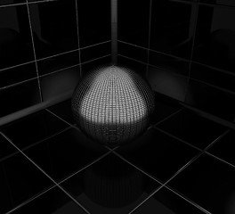 Image showing Dark corner in the room with gold ball 