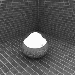 Image showing Chrome ball in the corner of a brick 