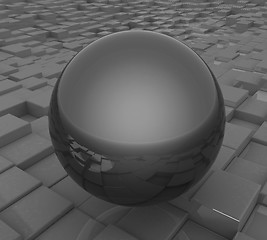 Image showing abstract urban background and sphere. Close-up