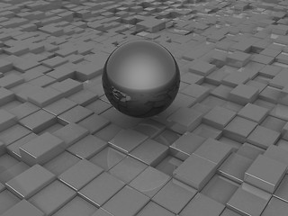 Image showing abstract urban background and sphere 