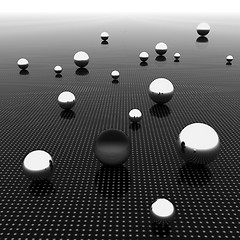Image showing Chrome ball on light path to infinity