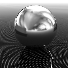 Image showing Chrome ball on light path to infinity