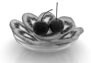 Image showing slices of kiwi and cherry