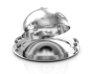 Image showing Metall glossy salver dish under cover 