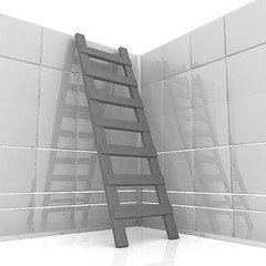 Image showing White reflective wall and stairs 