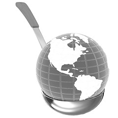 Image showing Blue earth on soup ladle 