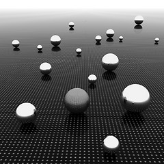 Image showing Chrome ball on light path to infinity