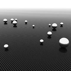 Image showing Chrome ball on light path to infinity