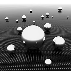 Image showing Chrome ball on light path to infinity