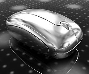 Image showing Chrome mouse on a fantastic festive dark background 