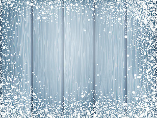 Image showing Blue wood texture with white snow. EPS 10