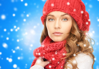 Image showing close up of young woman in winter clothes