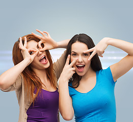 Image showing smiling teenage girls having fun