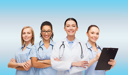 Image showing team or group of female doctors and nurses