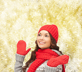 Image showing smiling young woman in winter clothes