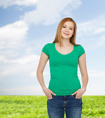 Image showing smiling teenage girl in casual clothes