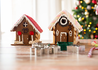 Image showing closeup of beautiful gingerbread houses at home