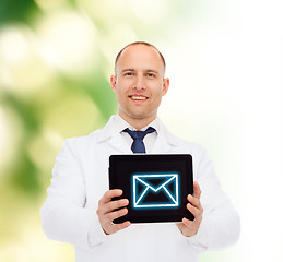 Image showing smiling male doctor with tablet pc