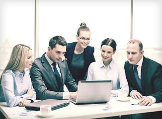 Image showing business team with laptop having discussion