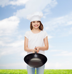 Image showing smiling little girl in white blank t-shirt