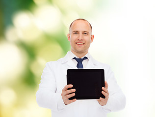 Image showing smiling male doctor with tablet pc