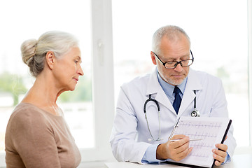 Image showing senior woman and doctor meeting