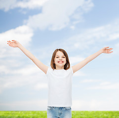 Image showing smiling little girl in white blank t-shirt