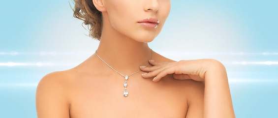 Image showing woman wearing shiny diamond pendant