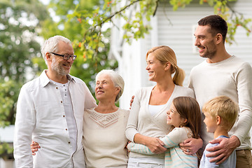 Image showing happy family in front of house outdoors