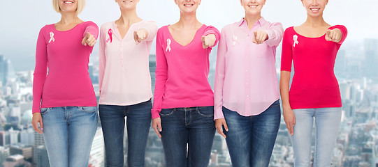 Image showing close up of women with cancer awareness ribbons