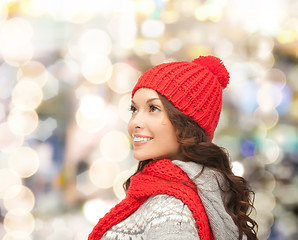 Image showing smiling young woman in winter clothes