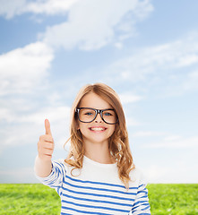 Image showing little girl with black eyeglasses