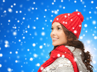 Image showing smiling young woman in winter clothes