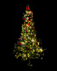 Image showing beautiful decorated and illuminated christmas tree