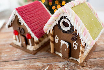 Image showing closeup of beautiful gingerbread houses at home