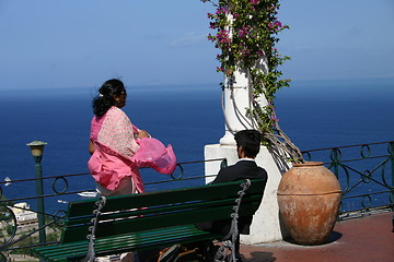 Image showing Couple facing the sea