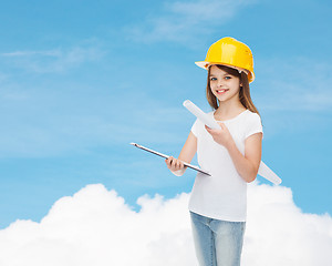 Image showing smiling little girl in protective helmet