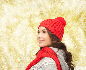 Image showing smiling young woman in winter clothes