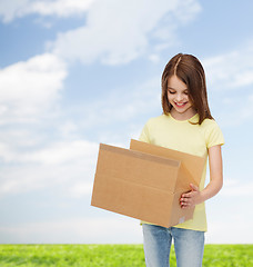 Image showing smiling little girl in white blank t-shirt